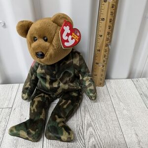 Ty Hero Brown and Green Camouflage Bear Plush